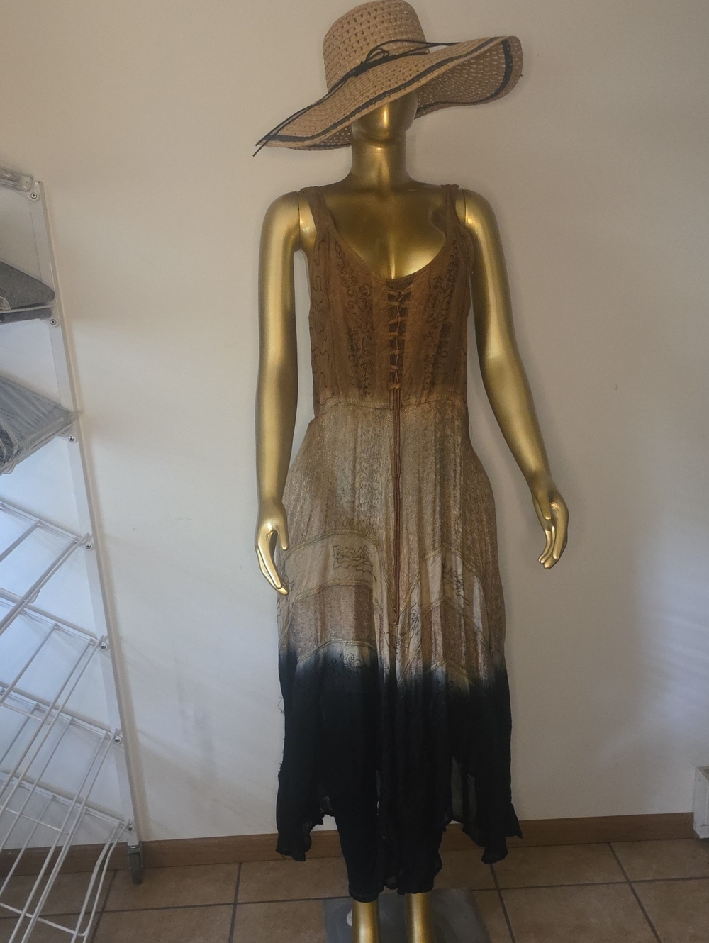 Sleeveless Ombre Maxi Dress in Brown to Blue